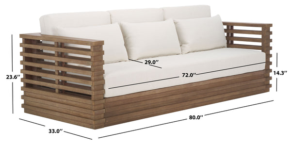 Safavieh Tortuga Eucalyptus Patio Sofa - Elevate Your Outdoor Space With Style, Comfort, And Durability Today! Natural ,White Wood ,Fabric ,Foam Cpt1048a-2bx
