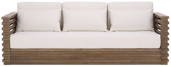 Safavieh Tortuga Eucalyptus Patio Sofa - Elevate Your Outdoor Space With Style, Comfort, And Durability Today! Natural ,White Wood ,Fabric ,Foam Cpt1048a-2bx