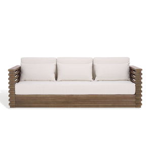 Safavieh Tortuga Eucalyptus Patio Sofa - Elevate Your Outdoor Space With Style, Comfort, And Durability Today! Natural ,White Wood ,Fabric ,Foam Cpt1048a-2bx