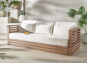 Safavieh Tortuga Eucalyptus Patio Sofa - Elevate Your Outdoor Space With Style, Comfort, And Durability Today! Natural ,White Wood ,Fabric ,Foam Cpt1048a-2bx