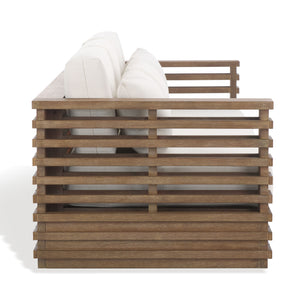 Safavieh Tortuga Eucalyptus Patio Sofa - Elevate Your Outdoor Space With Style, Comfort, And Durability Today! Natural ,White Wood ,Fabric ,Foam Cpt1048a-2bx