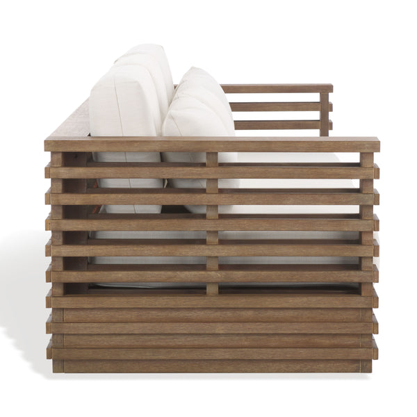 Safavieh Tortuga Eucalyptus Patio Sofa - Elevate Your Outdoor Space With Style, Comfort, And Durability Today! Natural ,White Wood ,Fabric ,Foam Cpt1048a-2bx