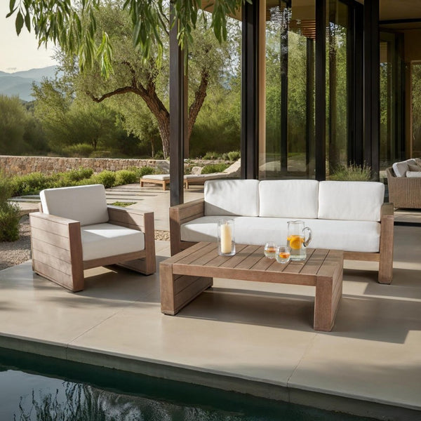 Safavieh SANTIAGO Eucalyptus Patio Chair - Natural Beige Upholstered Comfort for Outdoor Elegance & Style CPT1050A