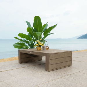 Safavieh Santiago Eucalyptus Patio Coffee Table - Elevate Your Outdoor Space With Timeless Elegance And Durability Natural Wood Cpt1049a