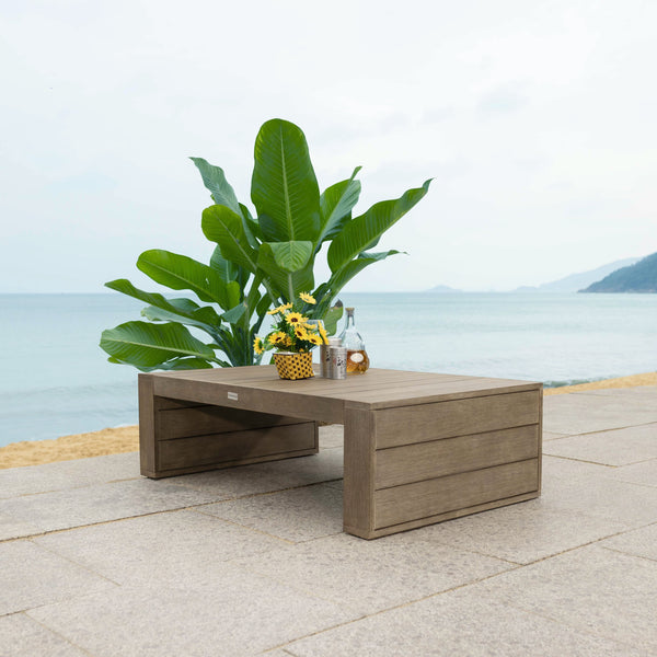 Safavieh Santiago Eucalyptus Patio Coffee Table - Elevate Your Outdoor Space With Timeless Elegance And Durability Natural Wood Cpt1049a