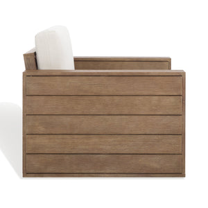 Safavieh Santiago Eucalyptus Patio Chair - Durable Outdoor Seating With Olefin Fabric For All-weather Comfort Natural ,Beige Wood ,Fabric ,Foam Cpt1050a