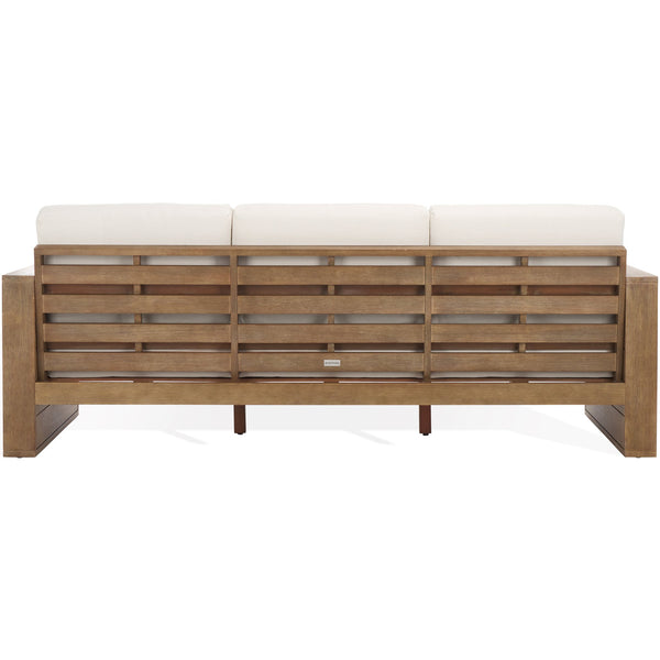 Safavieh Santiago Eucalyptus Patio Sofa - Stylish Outdoor Seating With Durable Design For Perfect Relaxation Natural ,Beige Wood ,Fabric ,Foam Cpt1051a-2bx