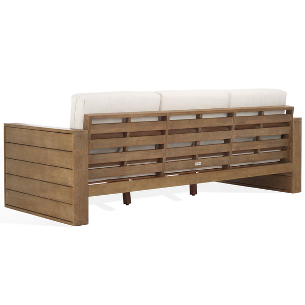 Safavieh Santiago Eucalyptus Patio Sofa - Stylish Outdoor Seating With Durable Design For Perfect Relaxation Natural ,Beige Wood ,Fabric ,Foam Cpt1051a-2bx