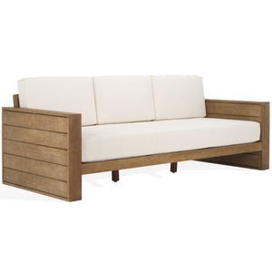 Safavieh Santiago Eucalyptus Patio Sofa - Stylish Outdoor Seating With Durable Design For Perfect Relaxation Natural ,Beige Wood ,Fabric ,Foam Cpt1051a-2bx