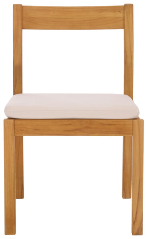 Safavieh MAYAGUANA Brazilian Teak Dining Chair - Eco-Friendly, Stylish Outdoor Seating with White Cushions CPT1052A-SET2