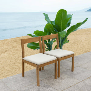 Safavieh Mayaguana Brazilian Teak Dining Chair - Eco-friendly Outdoor Elegance With Stain-resistant Cushions Natural ,White Wood ,Fabric ,Foam Cpt1052a-set2