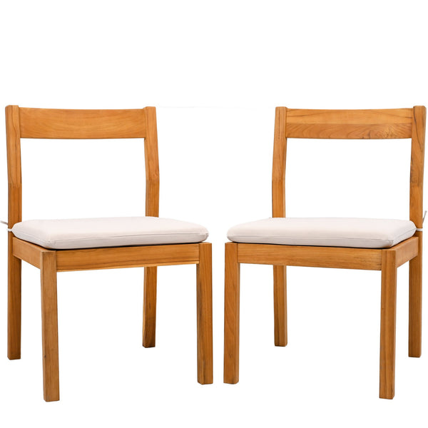 Safavieh Mayaguana Brazilian Teak Dining Chair - Eco-friendly Outdoor Elegance With Stain-resistant Cushions Natural ,White Wood ,Fabric ,Foam Cpt1052a-set2