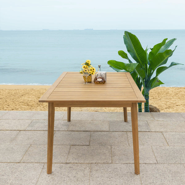 Safavieh Mayaguana Brazilian Teak Dining Table – Weather-resistant, Elegant Outdoor Furniture For Entertaining Natural Wood Cpt1053a