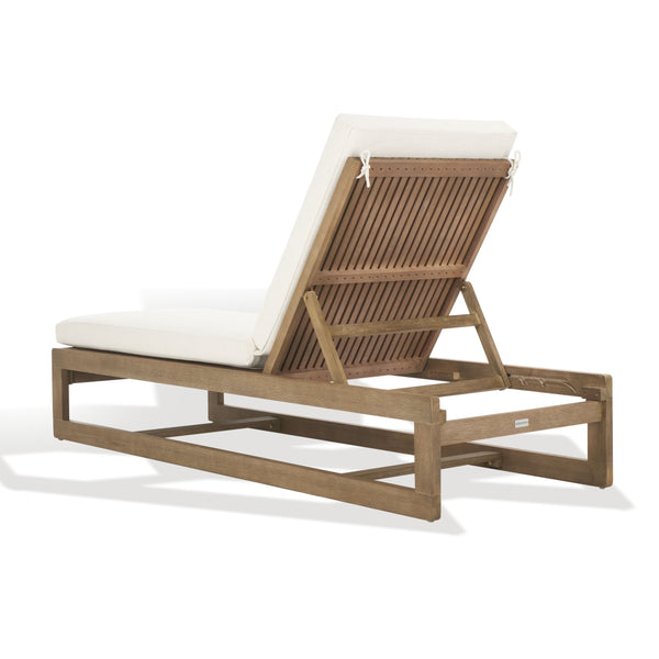 Safavieh Saint Vincent Eucalyptus Chaise Lounge - Weather-resistant Comfort For Stylish Outdoor Relaxation Natural ,Beige Wood ,Fabric ,Foam Cpt1054a