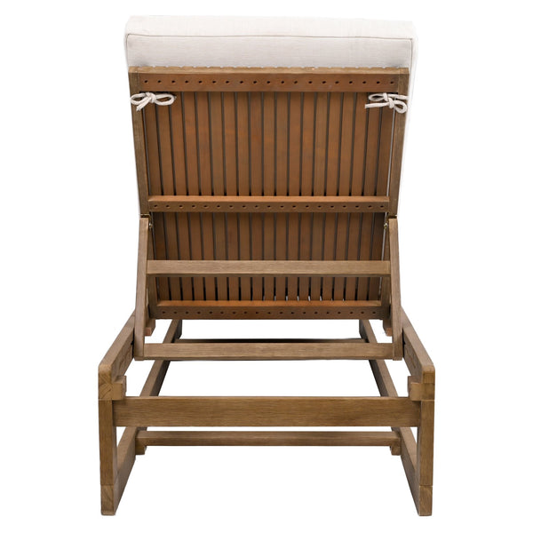 Safavieh Saint Vincent Eucalyptus Chaise Lounge - Weather-resistant Comfort For Stylish Outdoor Relaxation Natural ,Beige Wood ,Fabric ,Foam Cpt1054a