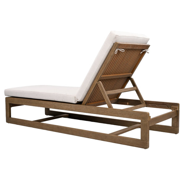 Safavieh Saint Vincent Eucalyptus Chaise Lounge - Weather-resistant Comfort For Stylish Outdoor Relaxation Natural ,Beige Wood ,Fabric ,Foam Cpt1054a