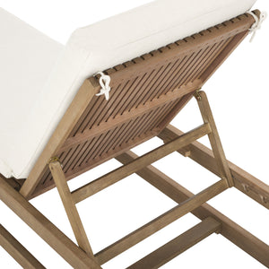 Safavieh Saint Vincent Eucalyptus Chaise Lounge - Weather-resistant Comfort For Stylish Outdoor Relaxation Natural ,Beige Wood ,Fabric ,Foam Cpt1054a