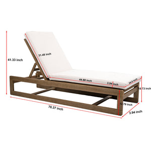 Safavieh Saint Vincent Eucalyptus Chaise Lounge - Weather-resistant Comfort For Stylish Outdoor Relaxation Natural ,Beige Wood ,Fabric ,Foam Cpt1054a