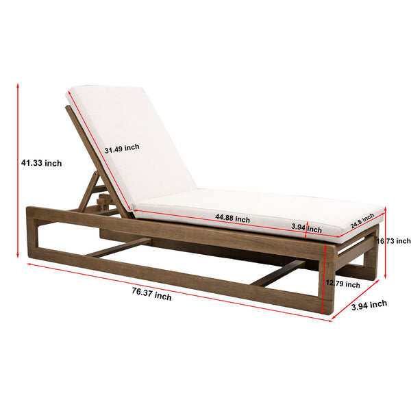 Safavieh Saint Vincent Eucalyptus Chaise Lounge - Weather-resistant Comfort For Stylish Outdoor Relaxation Natural ,Beige Wood ,Fabric ,Foam Cpt1054a