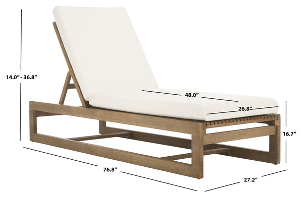 Safavieh Saint Vincent Eucalyptus Chaise Lounge - Weather-resistant Comfort For Stylish Outdoor Relaxation Natural ,Beige Wood ,Fabric ,Foam Cpt1054a