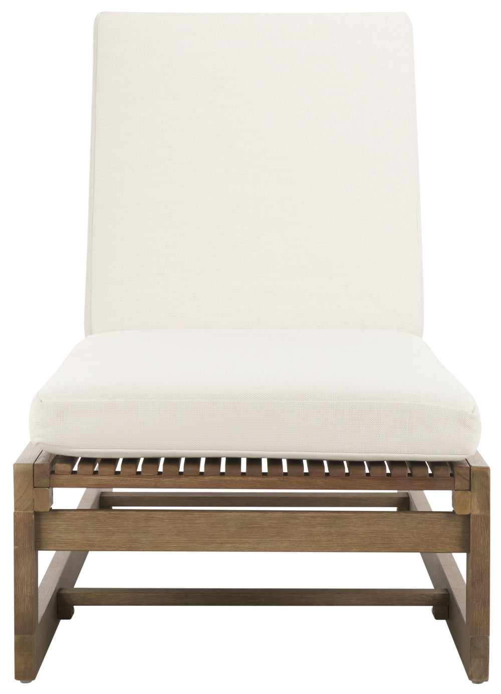 Safavieh Saint Vincent Eucalyptus Chaise Lounge - Weather-resistant Comfort For Stylish Outdoor Relaxation Natural ,Beige Wood ,Fabric ,Foam Cpt1054a