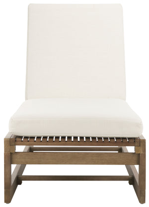 Safavieh Saint Vincent Eucalyptus Chaise Lounge - Weather-resistant Comfort For Stylish Outdoor Relaxation Natural ,Beige Wood ,Fabric ,Foam Cpt1054a