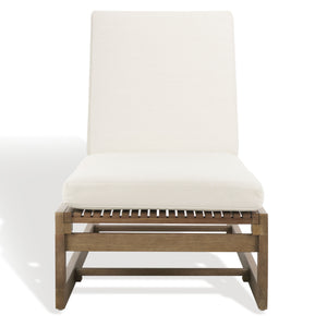 Safavieh Saint Vincent Eucalyptus Chaise Lounge - Weather-resistant Comfort For Stylish Outdoor Relaxation Natural ,Beige Wood ,Fabric ,Foam Cpt1054a