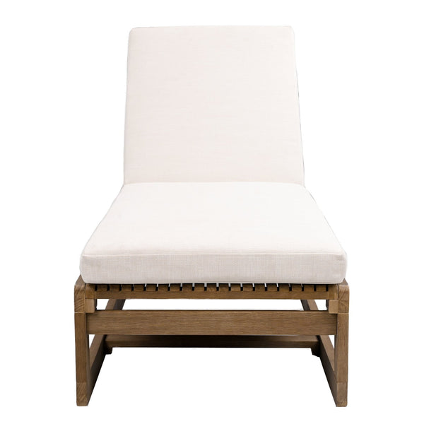 Safavieh Saint Vincent Eucalyptus Chaise Lounge - Weather-resistant Comfort For Stylish Outdoor Relaxation Natural ,Beige Wood ,Fabric ,Foam Cpt1054a