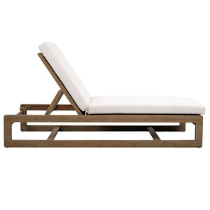 Safavieh Saint Vincent Eucalyptus Chaise Lounge - Weather-resistant Comfort For Stylish Outdoor Relaxation Natural ,Beige Wood ,Fabric ,Foam Cpt1054a