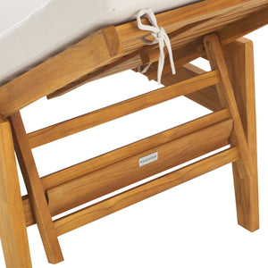 Safavieh Caledonia Brazilian Teak Chaise Lounge - Luxurious Outdoor Relaxation With Weather-resistant Comfort Natural ,White Wood ,Fabric ,Foam Cpt1055a