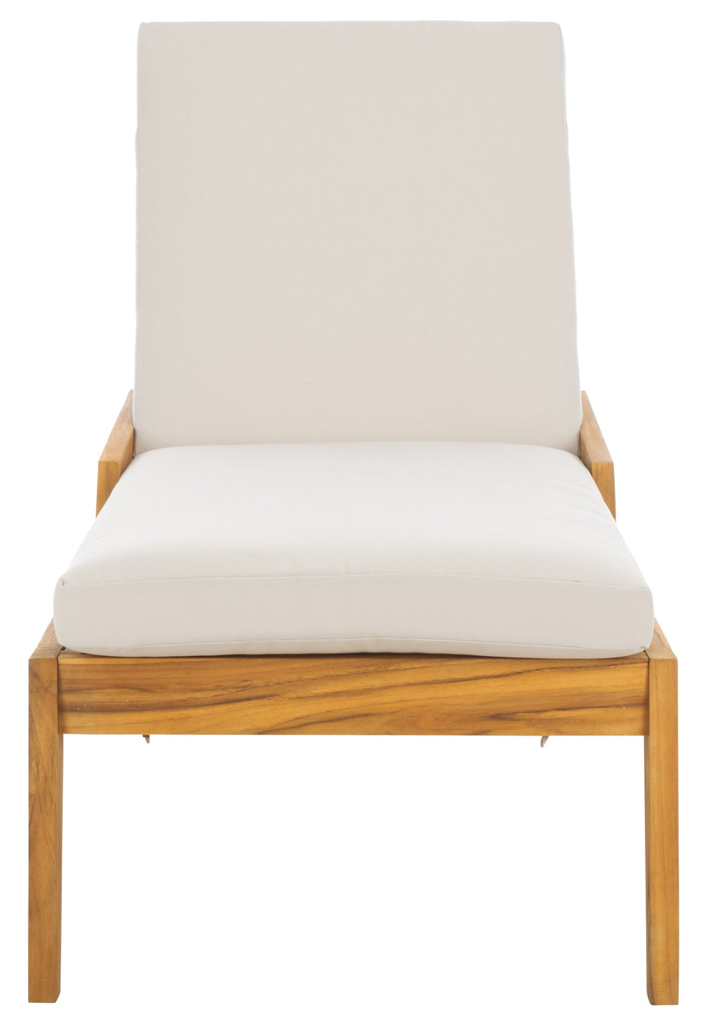 Safavieh Caledonia Brazilian Teak Chaise Lounge - Luxurious Outdoor Relaxation With Weather-resistant Comfort Natural ,White Wood ,Fabric ,Foam Cpt1055a