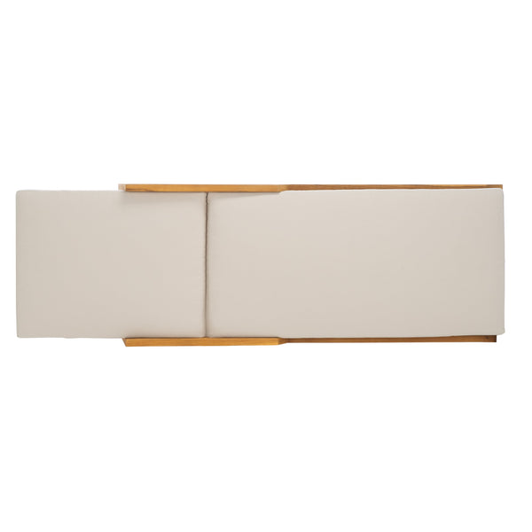Safavieh Caledonia Brazilian Teak Chaise Lounge - Luxurious Outdoor Relaxation With Weather-resistant Comfort Natural ,White Wood ,Fabric ,Foam Cpt1055a