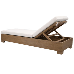 Safavieh Blanquilla Eucalyptus Chaise Lounge - Luxurious Outdoor Seating With Durable Olefin Upholstery Natural ,Beige Wood ,Fabric ,Foam Cpt1056a