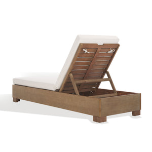 Safavieh Blanquilla Eucalyptus Chaise Lounge - Luxurious Outdoor Seating With Durable Olefin Upholstery Natural ,Beige Wood ,Fabric ,Foam Cpt1056a