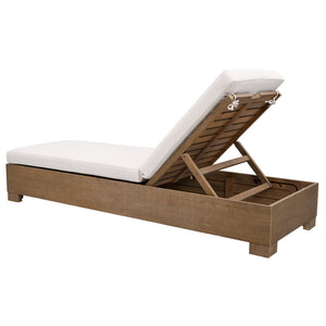 Safavieh Blanquilla Eucalyptus Chaise Lounge - Luxurious Outdoor Seating With Durable Olefin Upholstery Natural ,Beige Wood ,Fabric ,Foam Cpt1056a