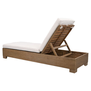 Safavieh Blanquilla Eucalyptus Chaise Lounge - Luxurious Outdoor Seating With Durable Olefin Upholstery Natural ,Beige Wood ,Fabric ,Foam Cpt1056a