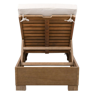 Safavieh Blanquilla Eucalyptus Chaise Lounge - Luxurious Outdoor Seating With Durable Olefin Upholstery Natural ,Beige Wood ,Fabric ,Foam Cpt1056a