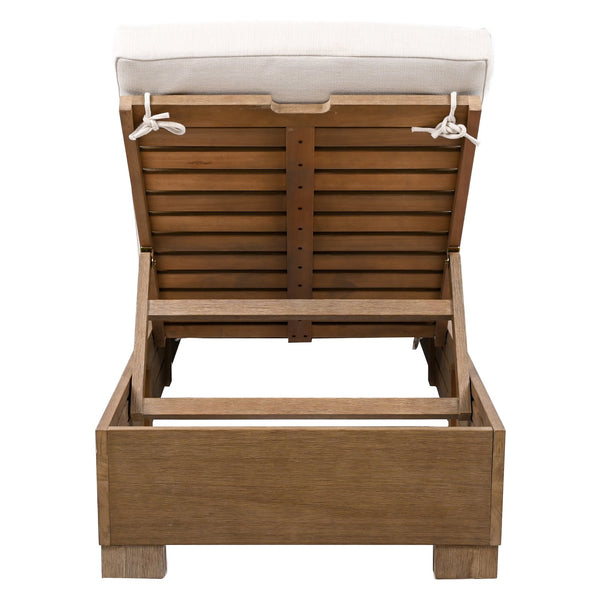 Safavieh Blanquilla Eucalyptus Chaise Lounge - Luxurious Outdoor Seating With Durable Olefin Upholstery Natural ,Beige Wood ,Fabric ,Foam Cpt1056a