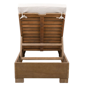 Safavieh Blanquilla Eucalyptus Chaise Lounge - Luxurious Outdoor Seating With Durable Olefin Upholstery Natural ,Beige Wood ,Fabric ,Foam Cpt1056a