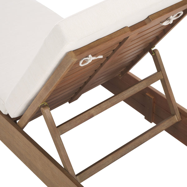 Safavieh Blanquilla Eucalyptus Chaise Lounge - Luxurious Outdoor Seating With Durable Olefin Upholstery Natural ,Beige Wood ,Fabric ,Foam Cpt1056a