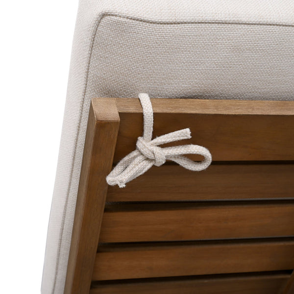 Safavieh Blanquilla Eucalyptus Chaise Lounge - Luxurious Outdoor Seating With Durable Olefin Upholstery Natural ,Beige Wood ,Fabric ,Foam Cpt1056a