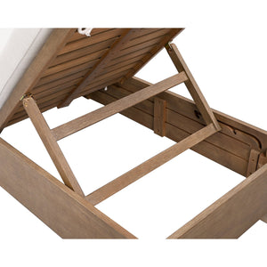 Safavieh Blanquilla Eucalyptus Chaise Lounge - Luxurious Outdoor Seating With Durable Olefin Upholstery Natural ,Beige Wood ,Fabric ,Foam Cpt1056a