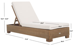 Safavieh Blanquilla Eucalyptus Chaise Lounge - Luxurious Outdoor Seating With Durable Olefin Upholstery Natural ,Beige Wood ,Fabric ,Foam Cpt1056a