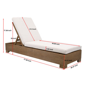 Safavieh Blanquilla Eucalyptus Chaise Lounge - Luxurious Outdoor Seating With Durable Olefin Upholstery Natural ,Beige Wood ,Fabric ,Foam Cpt1056a
