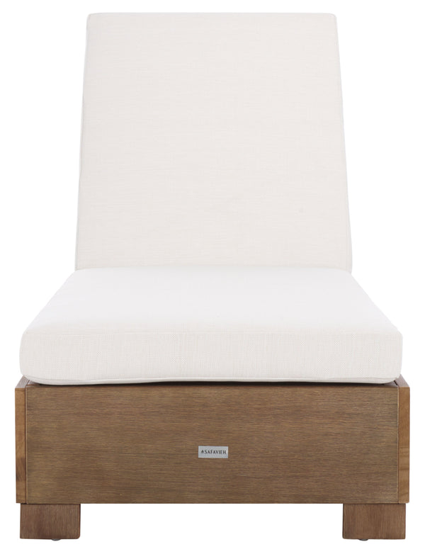 Safavieh Blanquilla Eucalyptus Chaise Lounge - Luxurious Outdoor Seating With Durable Olefin Upholstery Natural ,Beige Wood ,Fabric ,Foam Cpt1056a