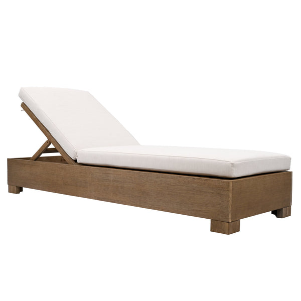 Safavieh Blanquilla Eucalyptus Chaise Lounge - Luxurious Outdoor Seating With Durable Olefin Upholstery Natural ,Beige Wood ,Fabric ,Foam Cpt1056a