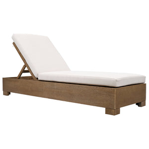Safavieh Blanquilla Eucalyptus Chaise Lounge - Luxurious Outdoor Seating With Durable Olefin Upholstery Natural ,Beige Wood ,Fabric ,Foam Cpt1056a