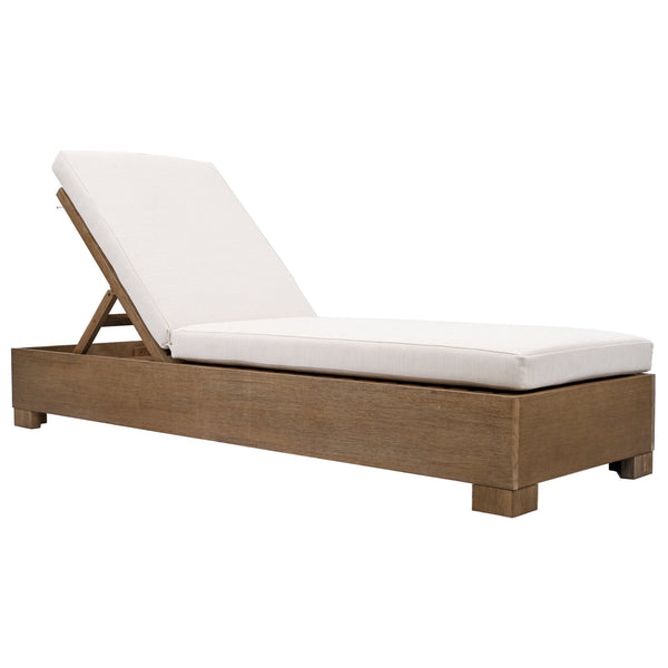 Safavieh Blanquilla Eucalyptus Chaise Lounge - Luxurious Outdoor Seating With Durable Olefin Upholstery Natural ,Beige Wood ,Fabric ,Foam Cpt1056a