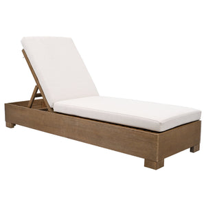 Safavieh Blanquilla Eucalyptus Chaise Lounge - Luxurious Outdoor Seating With Durable Olefin Upholstery Natural ,Beige Wood ,Fabric ,Foam Cpt1056a