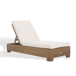 Safavieh Blanquilla Eucalyptus Chaise Lounge - Luxurious Outdoor Seating With Durable Olefin Upholstery Natural ,Beige Wood ,Fabric ,Foam Cpt1056a